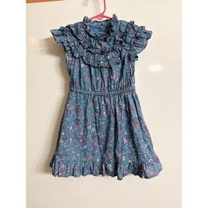 Janie & Jack Blue Floral Ruffle Little Girl Dress Summer Fairy Girly Size 4